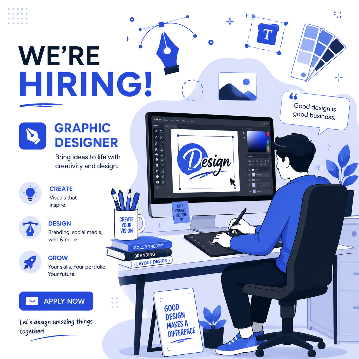Senior Graphic & Brand UI Designer Career Illustration